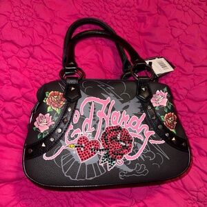Ed Hardy rhinestone satchel purse NWT